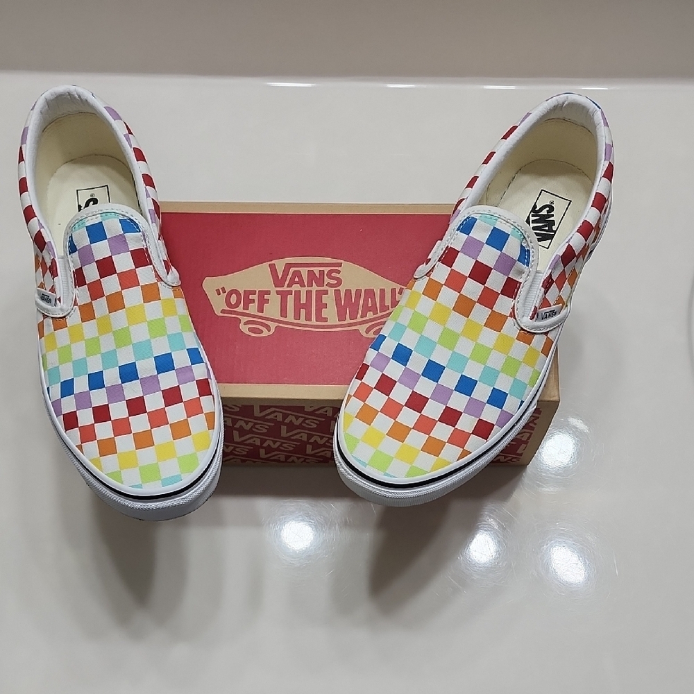 Multicolor Checkered Slip-On Shoes